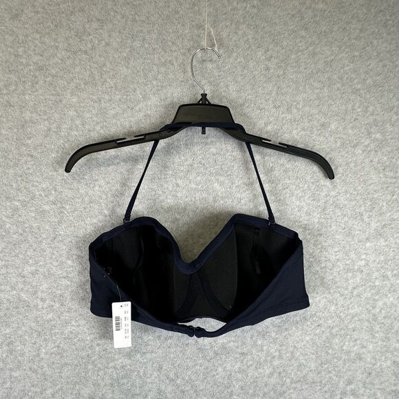 J Crew Bikini Top 36D Bathing Suit Strapless Navy Padded‎ Underwire Bandeau NWT - Picture 6 of 13